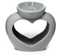 Puckator Brûleur à Huile et Fondant de Cire avec Séparation-Gris à Forme de Coeur Brûleur à Huiles Essentielles, Multicolore, Unique