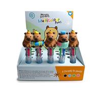 Puckator Capybara Stylo multicolore avec décoration (4 couleurs) - Excellent cadeau de fin d'études pour les étudiants, les élèves - Stylo multicolore 4 en 1 - Capybara - Kawaii