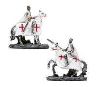 Puckator Chevalier croisé à cheval protecteur - Chevalier médiéval Chevalier Jouets Figurines Décoration d'intérieur - Chevaliers du passé - Figurines d'action miniatures Templiers - Ornement en