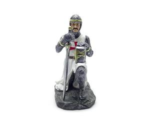 Puckator Chevalier croisé agenouillé avec épée et Casque - Chevalier médiéval - Figurines pour décoration d'intérieur - Chevaliers du passé - Figurines d'action Miniatures Templiers