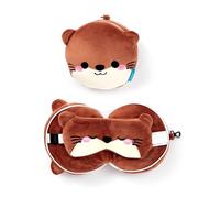 Puckator – Coussin de voyage avec masque Relaxeazzz – Henry la Loutre (Animaux Doux)