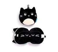 Puckator Coussin Voyage Relaxeazzz Peluché 2-en-1 - Chat Noir, Unique