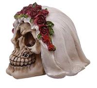 Puckator Crâne de Décoration - Crâne de Jeune Mariée avec Rose