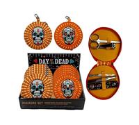 Puckator Day of the Dead Ensemble de manucure rond 5 pièces - Kit de soins des ongles - Cadeau pour homme et femme - Soins personnels - Accessoires essentiels de voyage et de vacances - Produits de