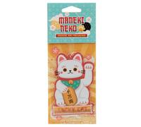 Puckator Désodorisant parfumé au jasmin Maneki Neko - Chat porte-bonheur pour voiture, bureau, salle de sport, casier, maison, lot de 1, multicolore, design suspendu, hauteur 10 cm, largeur 6,5 cm
