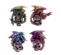 Puckator Dragon Legend - Crâne argentée avec Dragon aimants de réfrigérateur - Accessoires décoratifs Fantaisie pour la Maison - Aimant Puissant - Jouets magnétiques - Fournitures de Bureau - Aimants