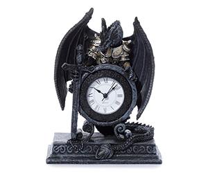 Puckator DRG28 Horloge Dragon en Armure 7 x 15 x 20 cm, Mixte, Noir