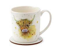 Ensemble Mug Porcelaine & Dessous de Verre Jan Pashley Highland Coo Cow - Vache