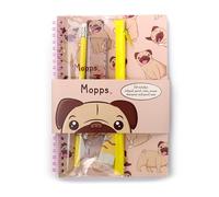 Puckator Ensemble Papeterie 6 pièces Bloc-Note & Trousse Mopps Chien