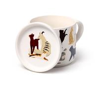 Puckator Ensemble tasse chat en porcelaine et dessous de verre/couvercle - chats félin fine - cadeau femme