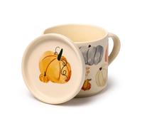 Puckator Ensemble tasse en porcelaine et dessous de verre/couvercle - Citrouille - The, petit déjeuner, café