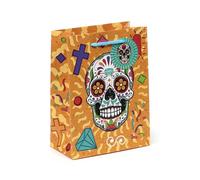 Puckator Enveloppe cadeau sur le thème du crâne mexicain pour homme ou femme - Day of the Dead - Moyenne, 23 cm pour anniversaires, Noël et fêtes - Carte de vœux incluse