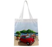 Puckator Fiat 500 Riviera Sac de courses réutilisable - Sac fourre-tout en toile - Sacs fourre-tout en coton - Cadeaux écologiques pour homme et femme - Sac de courses en tissu - Sac pliable pour