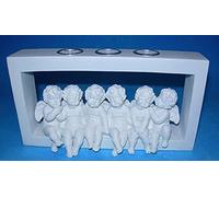 Puckator Figurine 6 Anges, chérubins bougeoire, Porte Bougie Statue Statuette Mariage baptême Noël déco 10x19cm