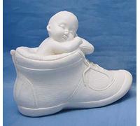 Puckator Figurine bébé Ange,chérubin dans Chaussure Blanc Statue Statuette Mariage baptême Noël 7 x 9cm