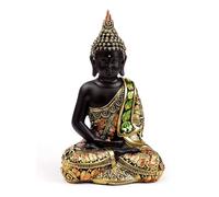 Puckator Figurine Bouddha Thaïlandais Noir & Orange & Or - Contemplation