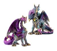 Puckator Figurine Dragon en résine avec Bouclier en Cristal et légendes foncées 8 x 9 cm x 5 cm x 7 cm