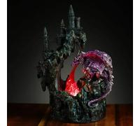 Puckator Figurine LED Dark Legends-Dragon Cracheur de Feu sur Falaise Figurines Décoratives, Multicolore, Unique