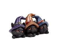 Puckator Figurine Trio de Chats Noirs avec Chapeau de sorcière - en résine, Peinte à la Main, décorations Maison extravagantes et détails