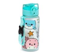 Puckator Gourde Enfant 350ml en Plastique Renforcé avec Couvercle à Bouton-Poussoir - Adoramals - Vie Marine