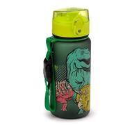 Gourde réutilisable avec couvercle bouton à poussoir incassable enfant Puckator Dinosauria - vert/jaune - 350 ml
