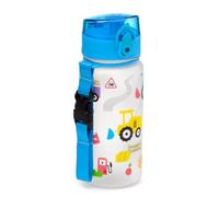 Gourde - Enfant - 350ml - Plastique - Avec anse - Bleu - Tracteurs - Voitures