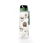 Puckator Gourde incassable 600 ml design mouton - Bouteille d'eau réutilisable pour filles et garçons avec une poignée de transport et une paille - Sans BPA - Pour école