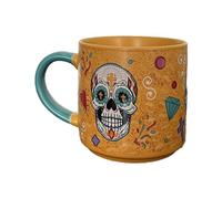 Puckator Grande tasse en porcelaine « Day of The Dead » - Accessoires amusants pour la maison - Cadeaux mignons pour petite amie - Grandes tasses pour hommes et femmes - Boissons chaudes - Cadeau de