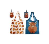 Puckator Handy Fold Up Highland Coo Cow Shopping Bag with Holder FBAG14