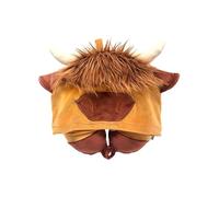 Puckator Hoodeazzz Hairy Coos Highland Coo Oreiller de voyage en mousse à mémoire de forme et capuche - Oreiller de voyage en avion pour le cou - Oreiller pour enfants pour dormir douleurs cervicales