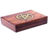 Puckator IF182 Boîte Motif Pentagrammes Bois de Sheesham Marron/Or