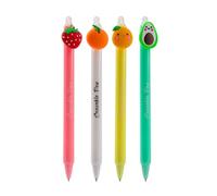 Puckator Inkredible Stylo effaçable avec pointe en forme de fruits - Stylos à encre gel effaçables pour la rentrée scolaire - Stylo avec gomme en caoutchouc pour enfants, bureau, écriture et dessin