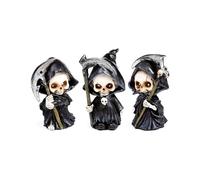 Puckator Je ne Vois Pas, Je n'entends Pas, Lot de 3 Mini Figurines spéciales en résine, Ange de la Mort, Noir Moissonneuse avec Faucille