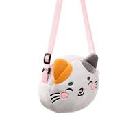 Puckator Lola The Cat Adoramals Sac à bandoulière en peluche - Portefeuille fin pour femme - Porte-monnaie pour homme - Porte-cartes avec fermeture éclair, multicolore, Sac à main en peluche Velboa