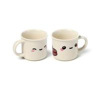 Puckator Lot de 2 tasses à café en porcelaine de 100 ml - Design Foodiemals, visage Kawaii, adapté au micro-ondes, coffret cadeau