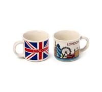 Puckator Lot de 2 tasses à café en porcelaine - Londres - Icônes, Royaume-Uni, adaptées au micro-ondes, coffret cadeau