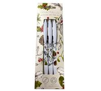 Puckator Lot de 3 stylos de Noël en plastique recyclé RABS - Botaniques d'hiver