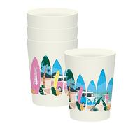 Puckator Lot de 4 gobelets de pique-nique en plastique incassables pour adultes - Motif bus - 450 ml
