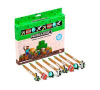 Puckator Lot de 8 stylos effaçables Minecraft - encre gel, déco silicone, gomme caoutchouc