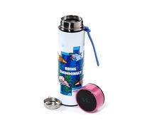 Puckator Minecraft Axolotl Bouteille thermomètre numérique chaud et froid - Bouteille d'eau active isotherme réutilisable pour filles et garçons avec une poignée de transport et une paille - Sans BPA