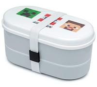 Puckator Minecraft Boîte à bento empilée pour adultes et enfants avec compartiments et fourchette et cuillère - Boîte à goûter - Conteneurs alimentaires avec couvercles - Pots à goûter empilables pour
