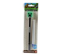 Puckator Minecraft Creeper Stylo effaçable avec décoration en silicone - Stylos à encre gel effaçables pour la rentrée scolaire - Stylo avec gomme en caoutchouc pour enfants, bureau, écriture et