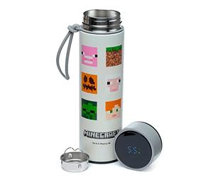 PUCKATOR Minecraft Faces Hot & Cold Digital Thermometer Bottle, White