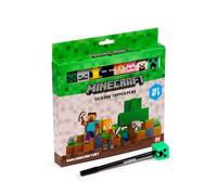 Puckator Minecraft Lot de 8 stylos à pointe fine décorés silicone - Ensemble fantaisie Uni Essentials - Fournitures bureau