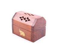 Puckator Mini brûleur d'encens en Bois de sheesham - Incrustation éléphant - Hauteur : 6 cm - Longueur : 8 cm - Profondeur : 5 cm