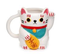 Puckator Mug en Forme de Chat Blanc Maneki Neko - Chat Porte-Bonheur