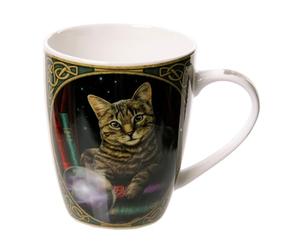 Puckator MULP24 Lisa Parker Mug avec Chat 8 x 12 x 10 cm, Vert/Brun/Noir