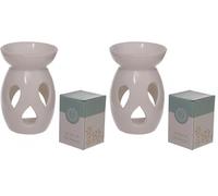 Puckator OB159 Brûleur à Huile Ouverture Larme Céramique Blanc 8 x 8 x 12 cm (Lot de 2)