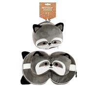 Puckator – Coussin de voyage Relaxeazzz peluché 2-en-1 – Raton laveur (Unique)