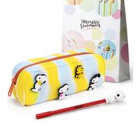 Puckator Peanuts Snoopy & Woodstock Trousse à crayons et stylo effaçable | Encre bleue effaçable, pointe de correction en caoutchouc, trousse à crayons en silicone, coffret cadeau de papeterie